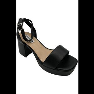Steve Madden Women's Mercerr Two-Piece Block Heel Sandals Black - Medium